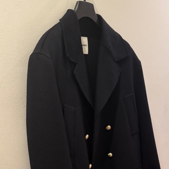 Sandro Long double-breasted coat (100% wool) - Picture 3 of 7